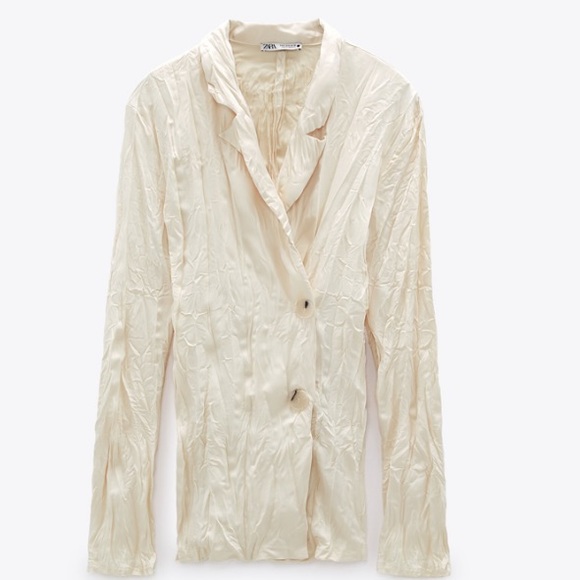 Zara Jackets & Blazers - Zara wrinkled satin effect jacket/shirt